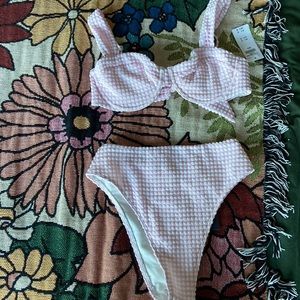 NWT Abercrombie & Fitch High Waisted Pink Gingham Bikini
